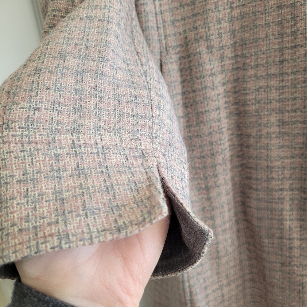 100% Wool Pink Plaid Duster Trench Car Jacket Size 6 By Harve Benard - Picture 5 of 12